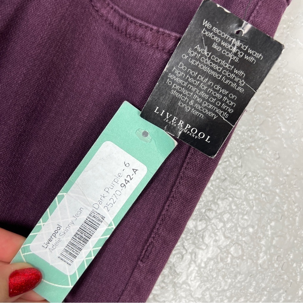 Liverpool NWT Adele Skinny Jean Potent Purple 6 Bold Dark Vamp Stretch Hugger - Picture 6 of 11